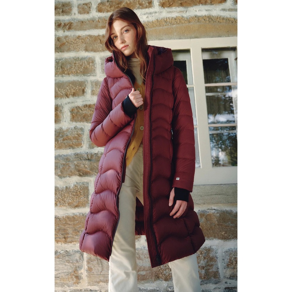 SOIA & KYO Lita-V Sustainable Lightweight Down‎ Coat in Merlot - Size Large - Picture 2 of 13